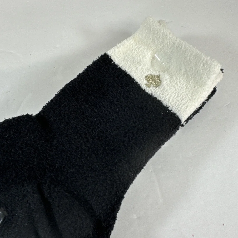 Kate Spade Fuzzy Crew Slipper Non Skid Home Socks, 2 Pair